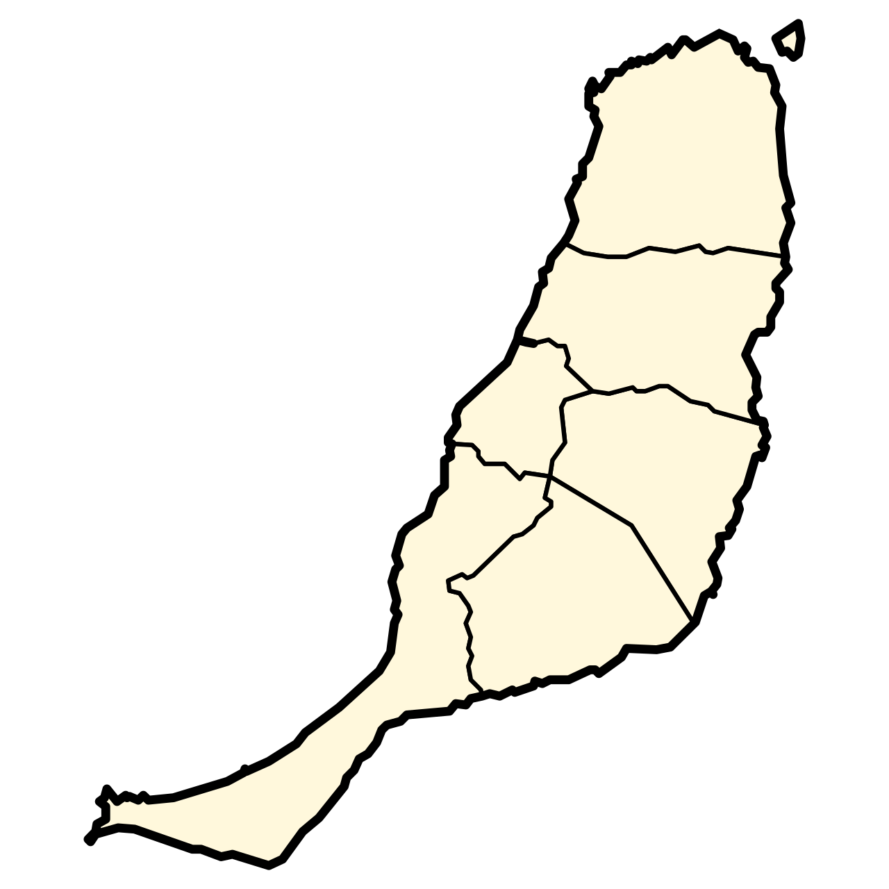 Cartographic silhouette of Fuerteventura