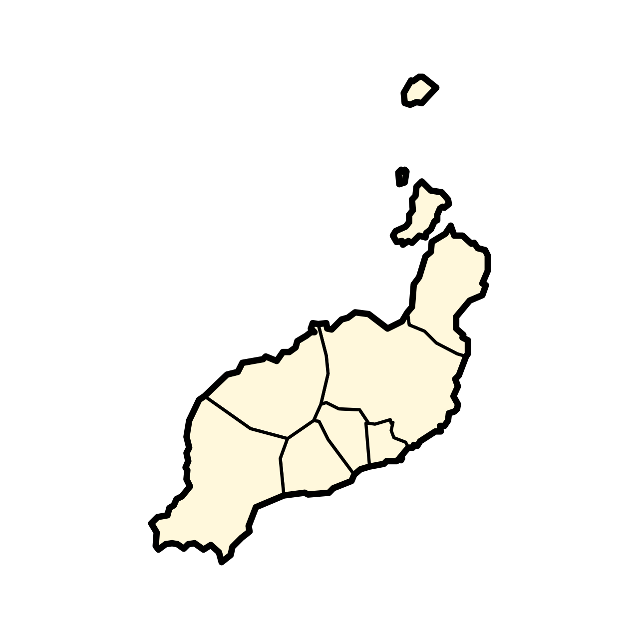 Accurate cartographic silhouette of Lanzarote